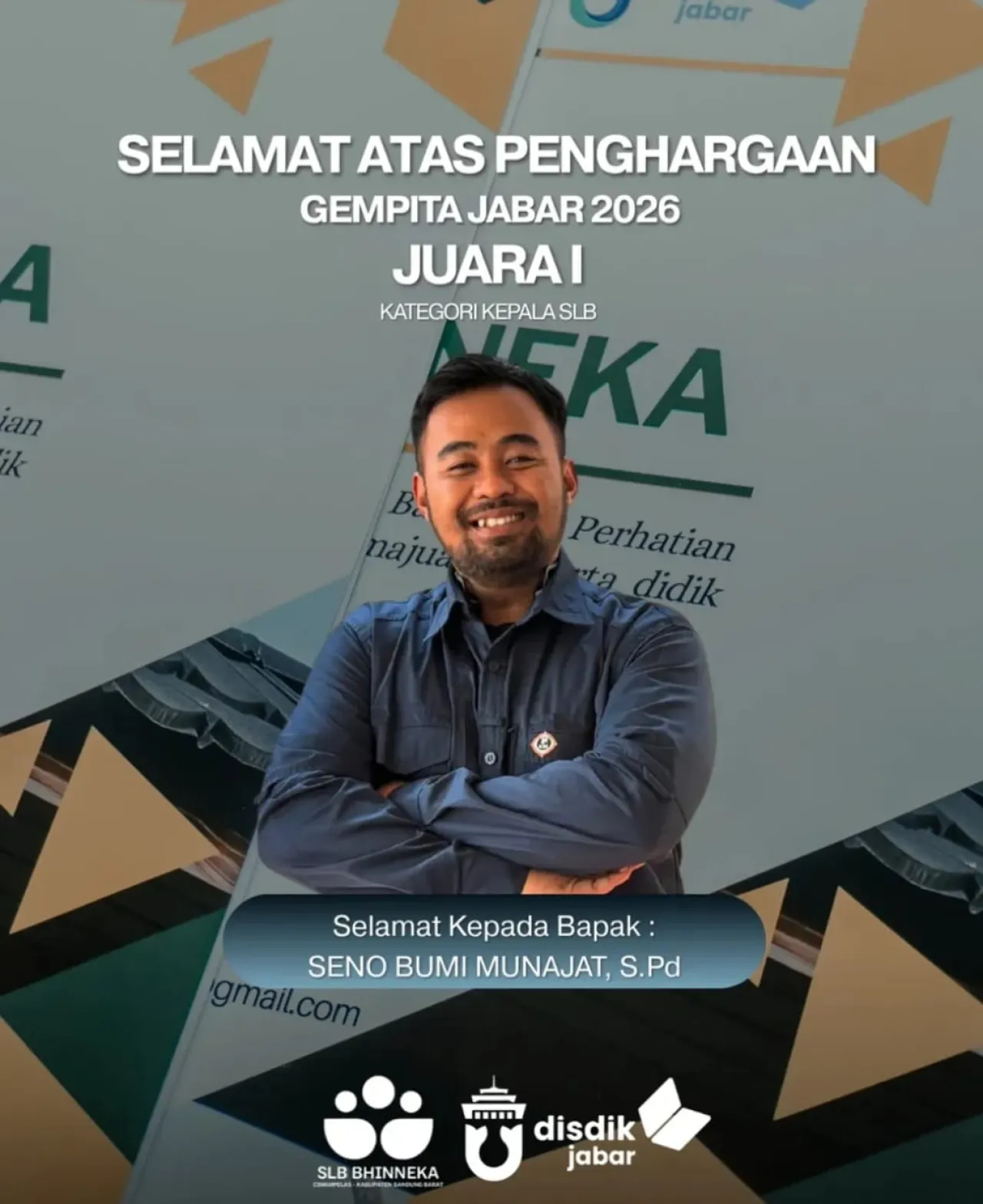Kepala SLB BHINNEKA Menjadi Juara I dalam Lomba Gempita Jabar